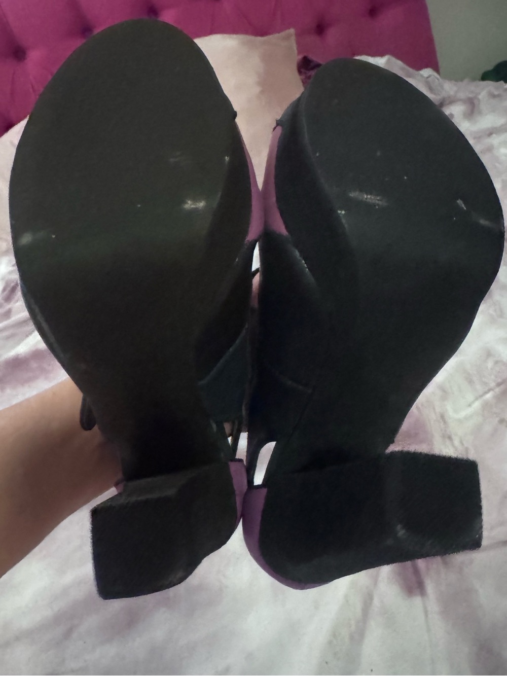Cynthia Rowley Navy Blue, Purple and Moss Green Platform t-strap Heels - Women - Picture 5 of 7
